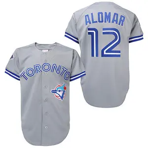 Roberto Alomar Toronto Blue Jays Authentic Throwback Mitchell and Ness Jersey - Grey